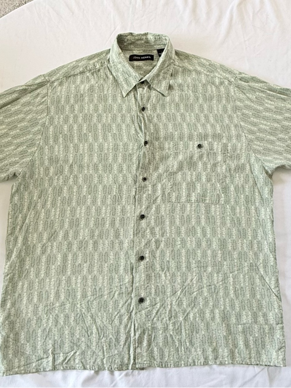 Vintage John Henry Men’s Button Down Short Sleeves Mint Green Size Large Shirt